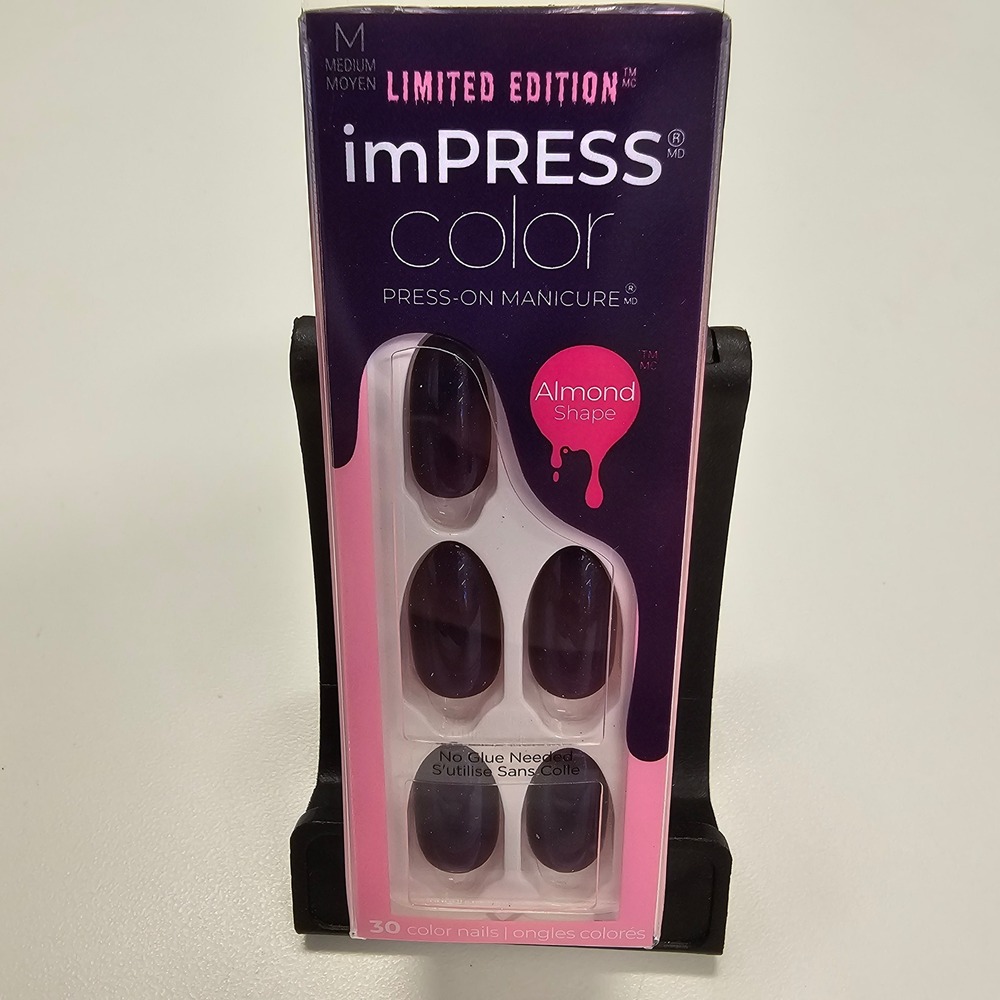 NEW Limited Edition Impress Color Press On Manicure Almond Little Monster Purple